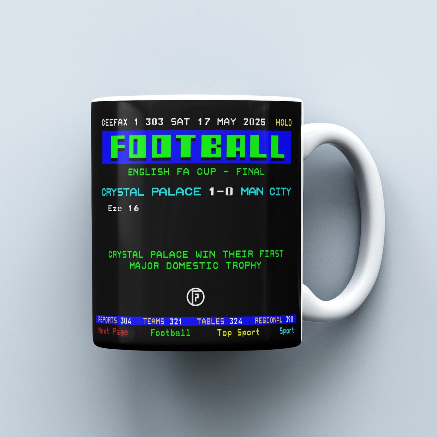 Crystal Palace 2025 FA Cup Winners | Ceefax-Inspired Mug
