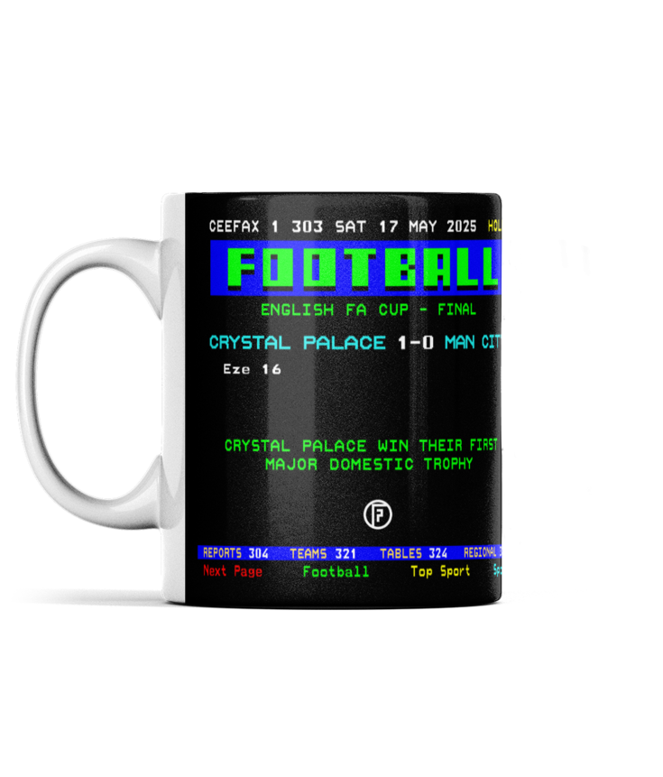 Crystal Palace 2025 FA Cup Winners | Ceefax-Inspired Mug