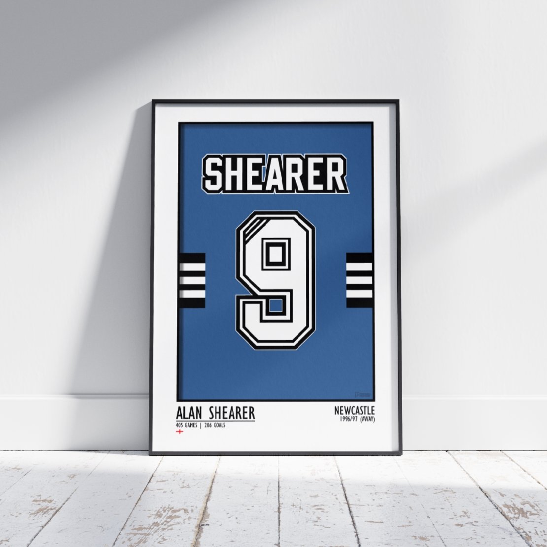 Alan Shearer - Newcastle 96/97 (Away) | Legend Print Poster (A3 & A4) –  Football Posters