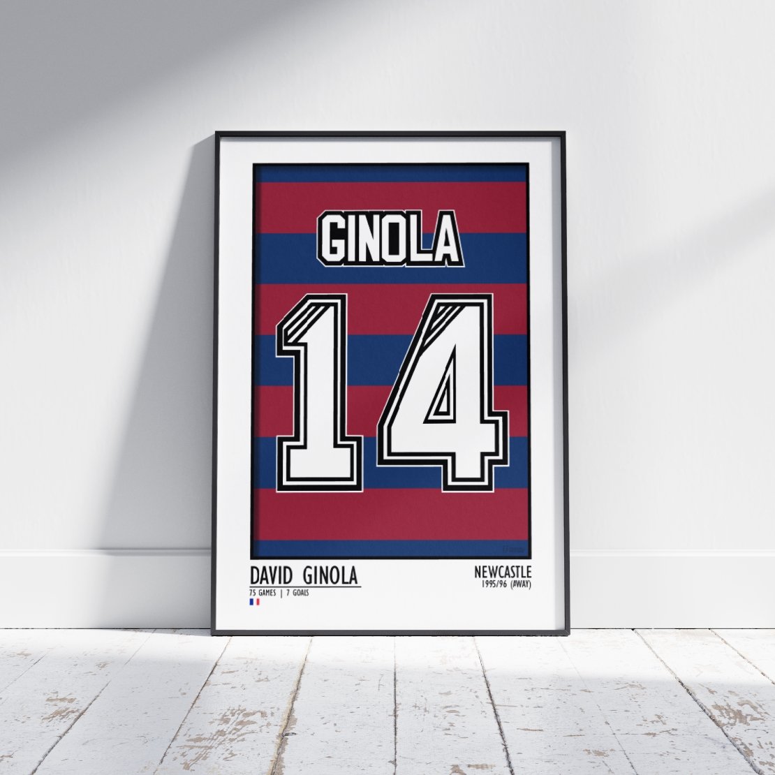 David Ginola Newcastle 95/96 (Away) Legend Print Poster (A3