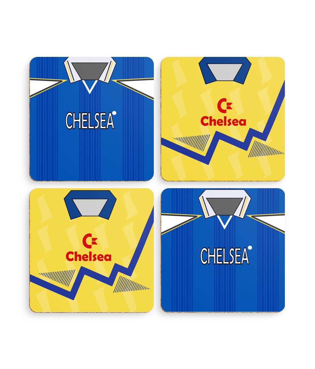 Chelsea Retro Kit Collection | Coaster (Pack of 4) - Football Posters - Coasters