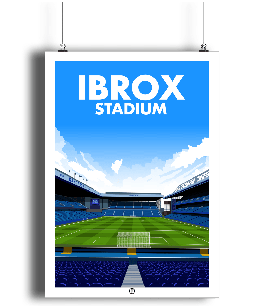 Ibrox Stadium Poster | Illustrated Art Print - Football Posters - Posters