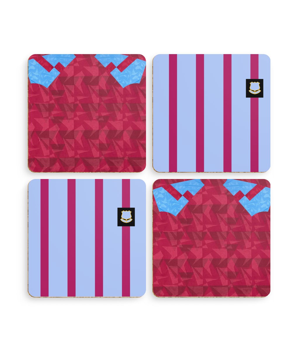 Aston Villa Retro Kit Collection | Coasters (Pack of 4) - Football Posters - Coasters