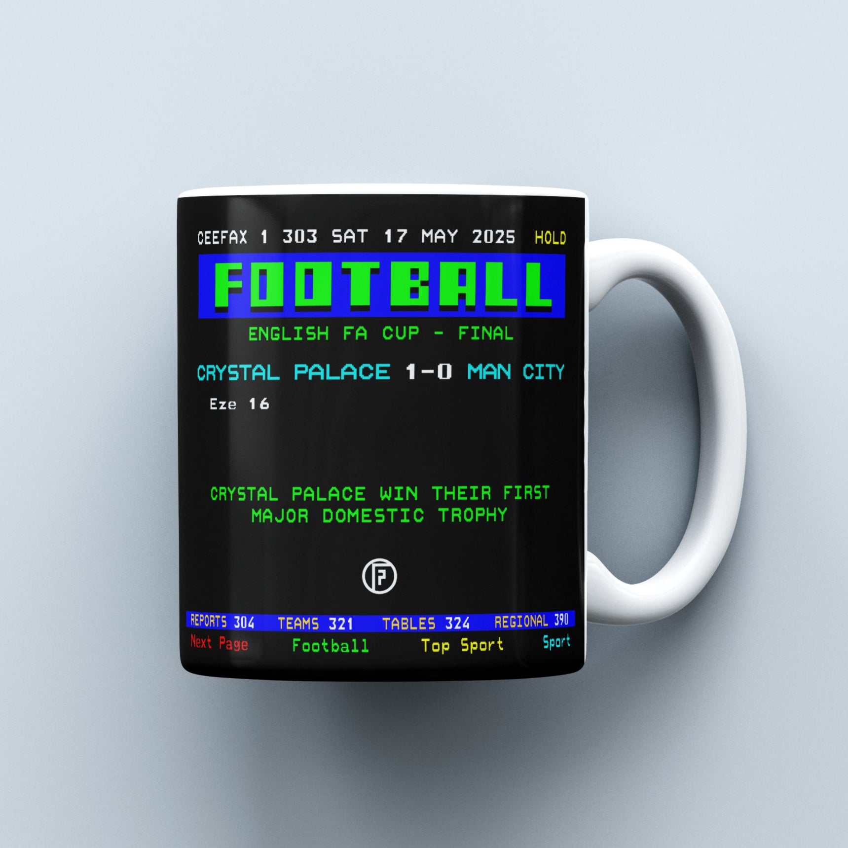 Crystal Palace 2025 FA Cup Winners | Ceefax-Inspired Mug - Football Posters