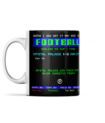 Crystal Palace 2025 FA Cup Winners | Ceefax-Inspired Mug