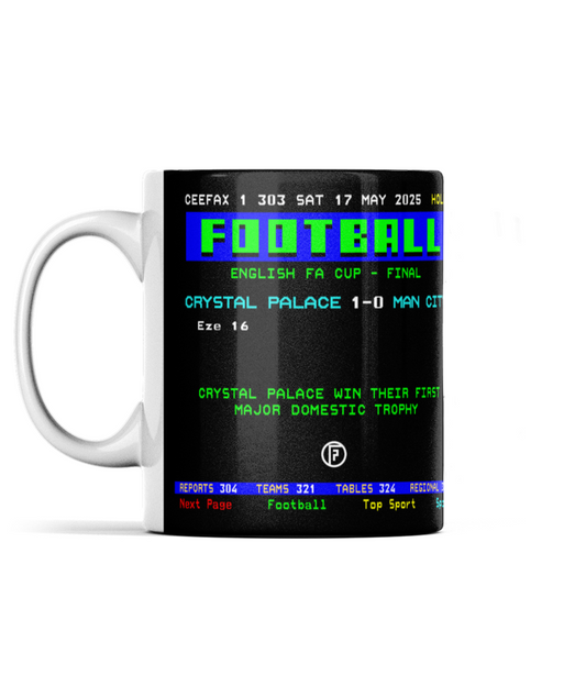 Crystal Palace 2025 FA Cup Winners | Ceefax-Inspired Mug