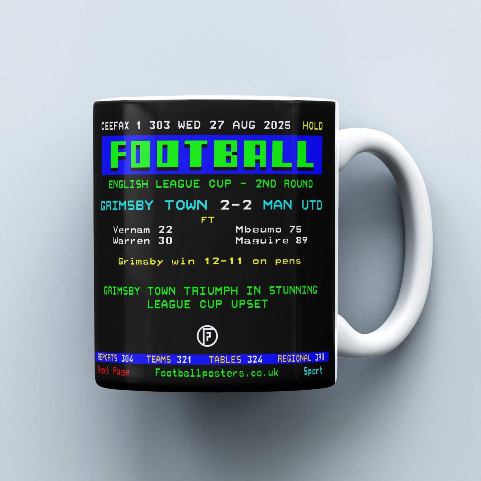 Grimsby 2-2 Man Utd | Ceefax-Inspired Mug - Football Posters