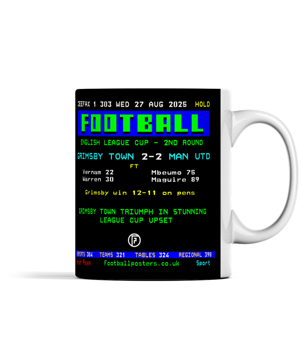 Grimsby 2-2 Man Utd | Ceefax-Inspired Mug - Football Posters