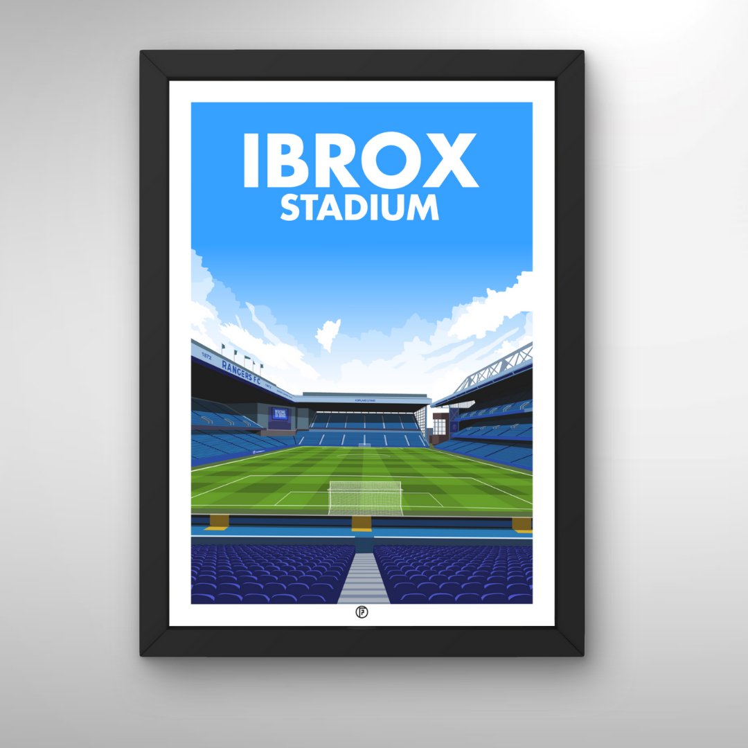 Ibrox Stadium Framed Poster | Illustrated Art Print - Football Posters - Framed Prints