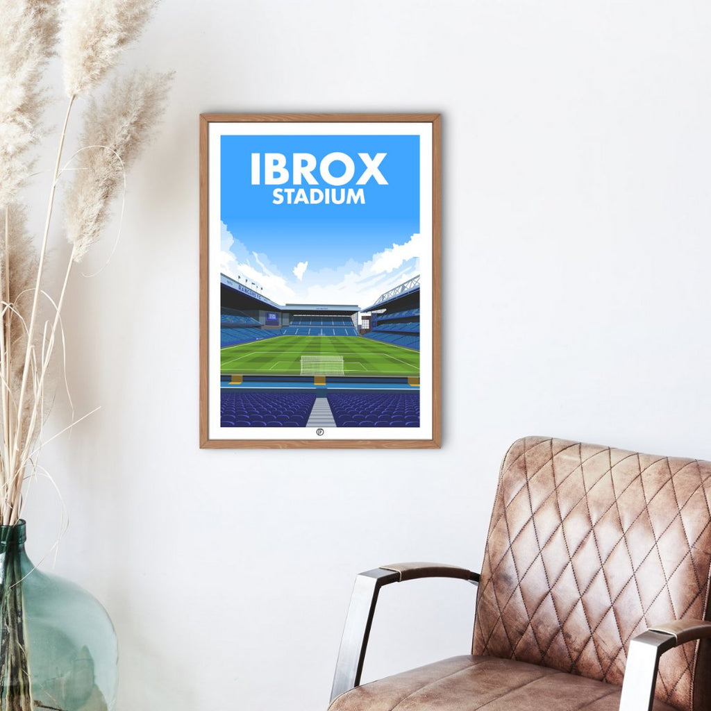 Ibrox Stadium Poster | Illustrated Art Print - Football Posters - Posters