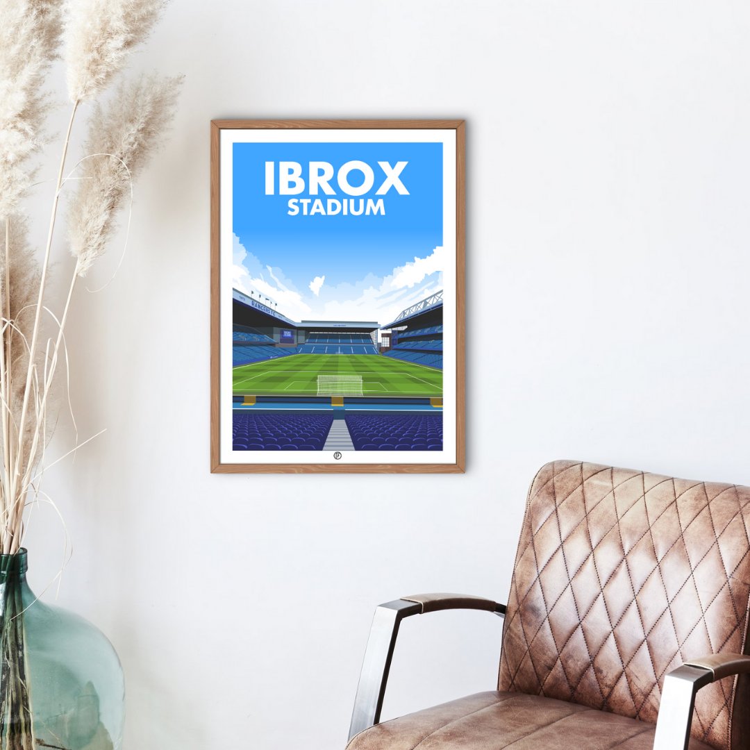 Ibrox Stadium Framed Poster | Illustrated Art Print - Football Posters - Framed Prints
