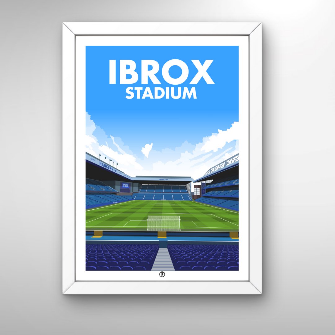 Ibrox Stadium Framed Poster | Illustrated Art Print - Football Posters - Framed Prints