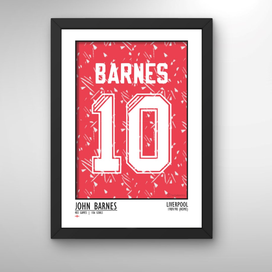 John Barnes Liverpool 89/90 (Home) | Framed Legend Print - Football Posters - Framed Legend Prints