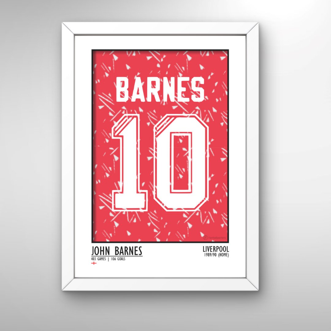 John Barnes Liverpool 89/90 (Home) | Framed Legend Print - Football Posters - Framed Legend Prints