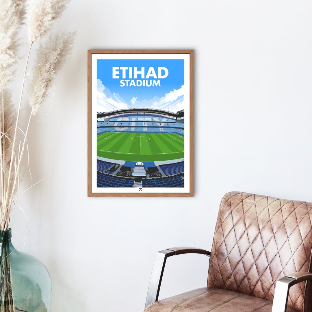 Etihad Stadium | Framed Illustrated Art Print - Football Posters - Framed Prints