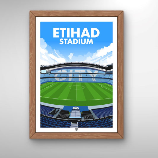 Etihad Stadium | Framed Illustrated Art Print - Football Posters - Framed Prints