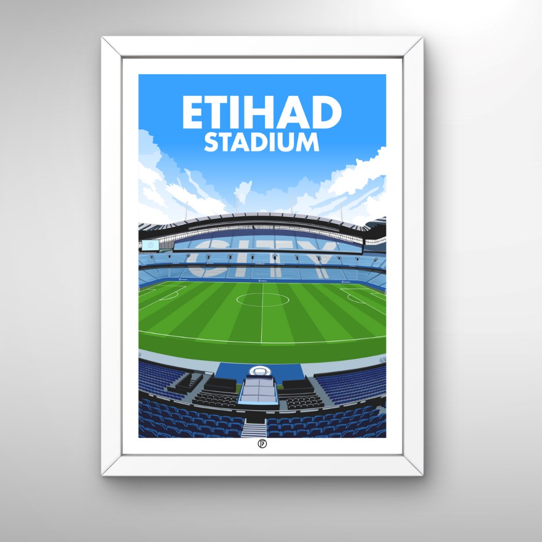 Etihad Stadium | Framed Illustrated Art Print - Football Posters - Framed Prints