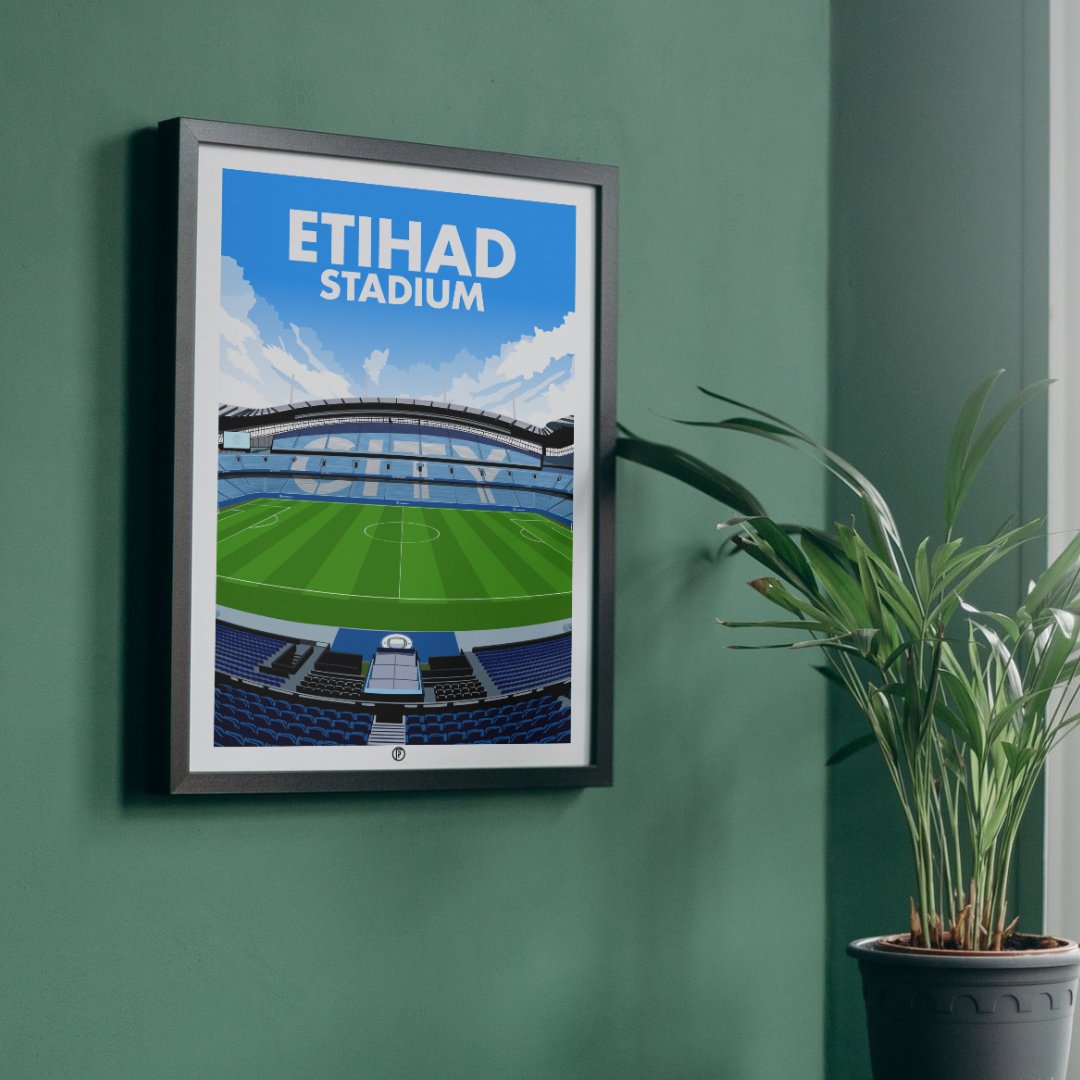 Etihad Stadium | Framed Illustrated Art Print - Football Posters - Framed Prints