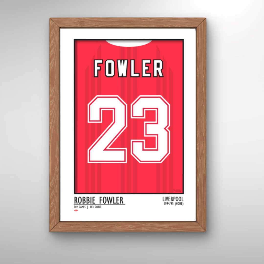 Robbie Fowler Liverpool 94/95 (Home) | Framed Legend Print - Football Posters - Framed Legend Prints