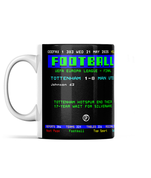Tottenham Hotspur 2025 Europa League Winners | Ceefax-Inspired Mug