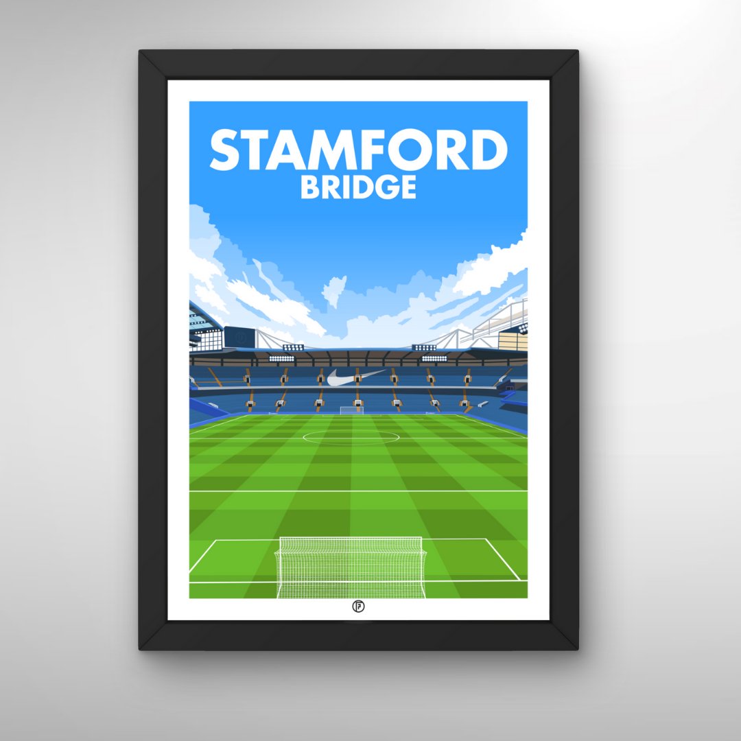 Stamford Bridge Framed Poster | Framed Illustrated Art Print - Football Posters - Framed Prints