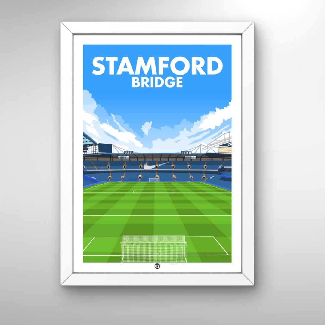 Stamford Bridge Framed Poster | Framed Illustrated Art Print - Football Posters - Framed Prints