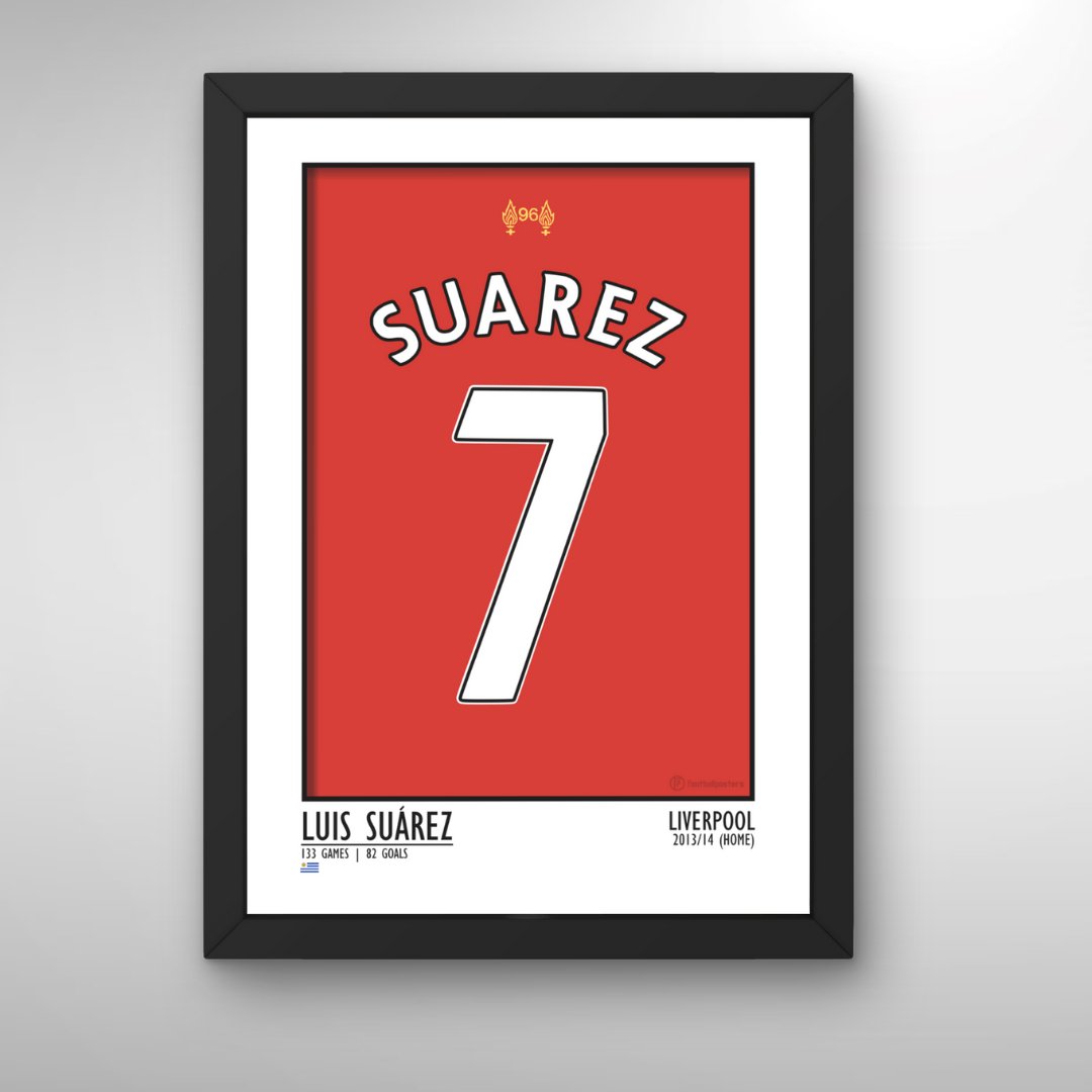 Luis Suarez Liverpool 13/14 (Home) | Framed Legend Print - Football Posters - Framed Legend Prints