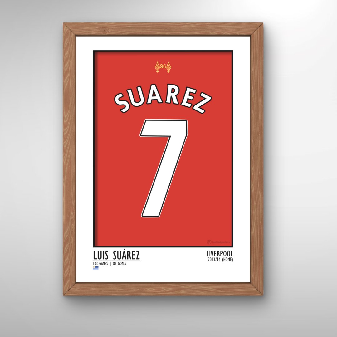 Luis Suarez Liverpool 13/14 (Home) | Framed Legend Print - Football Posters - Framed Legend Prints