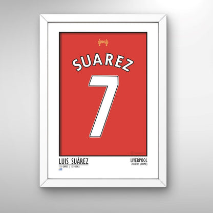 Luis Suarez Liverpool 13/14 (Home) | Framed Legend Print - Football Posters - Framed Legend Prints