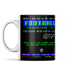 Aston Villa Europa Mug with digital sports score display on a white background