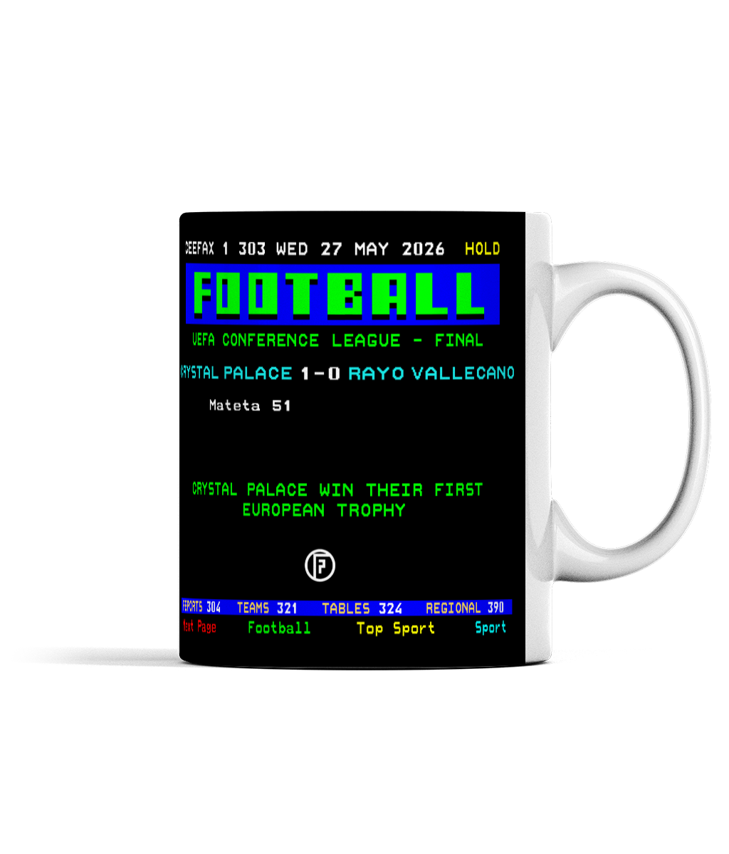 Crystal Palace 2026 Conference League Winners | Ceefax-Inspired Mug