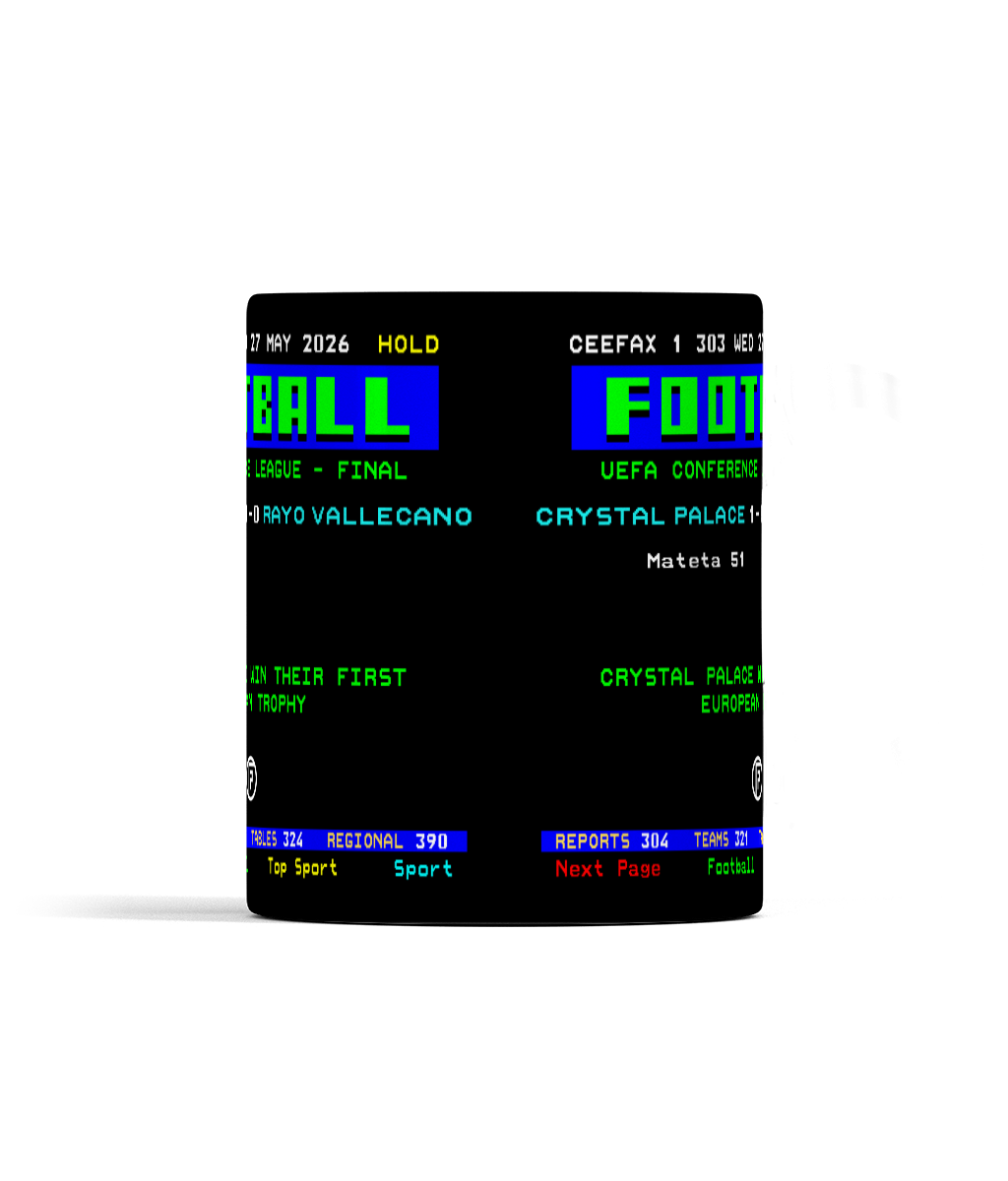 Crystal Palace 2026 Conference League Winners | Ceefax-Inspired Mug
