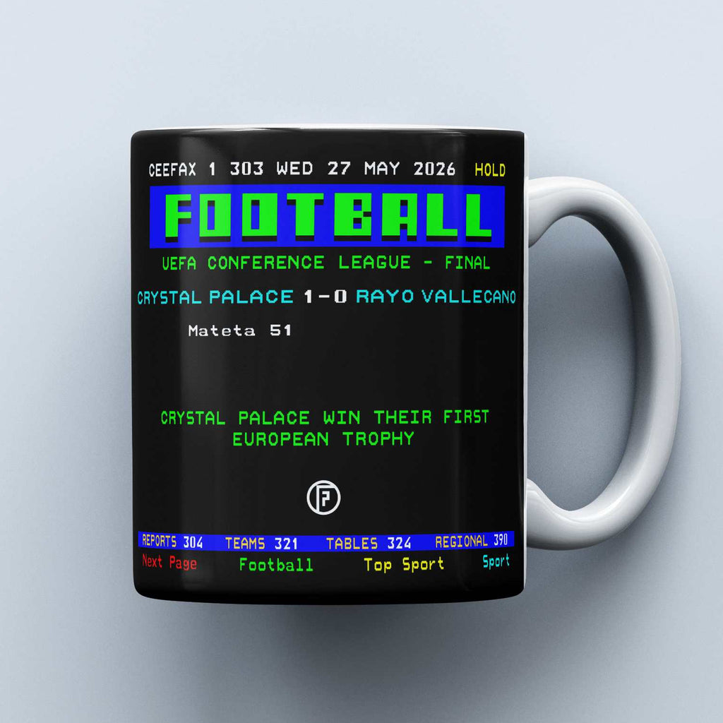 Crystal Palace 2026 Conference League Winners | Ceefax-Inspired Mug