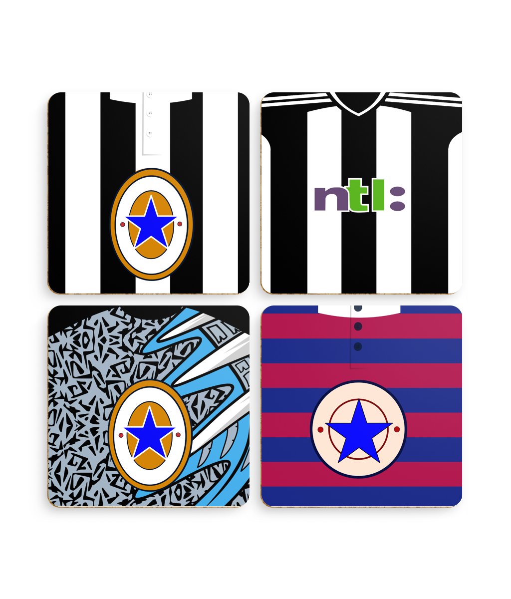 NUFC Retro Kit Collection | Coasters (Pack of 4) - Football Posters - Coasters