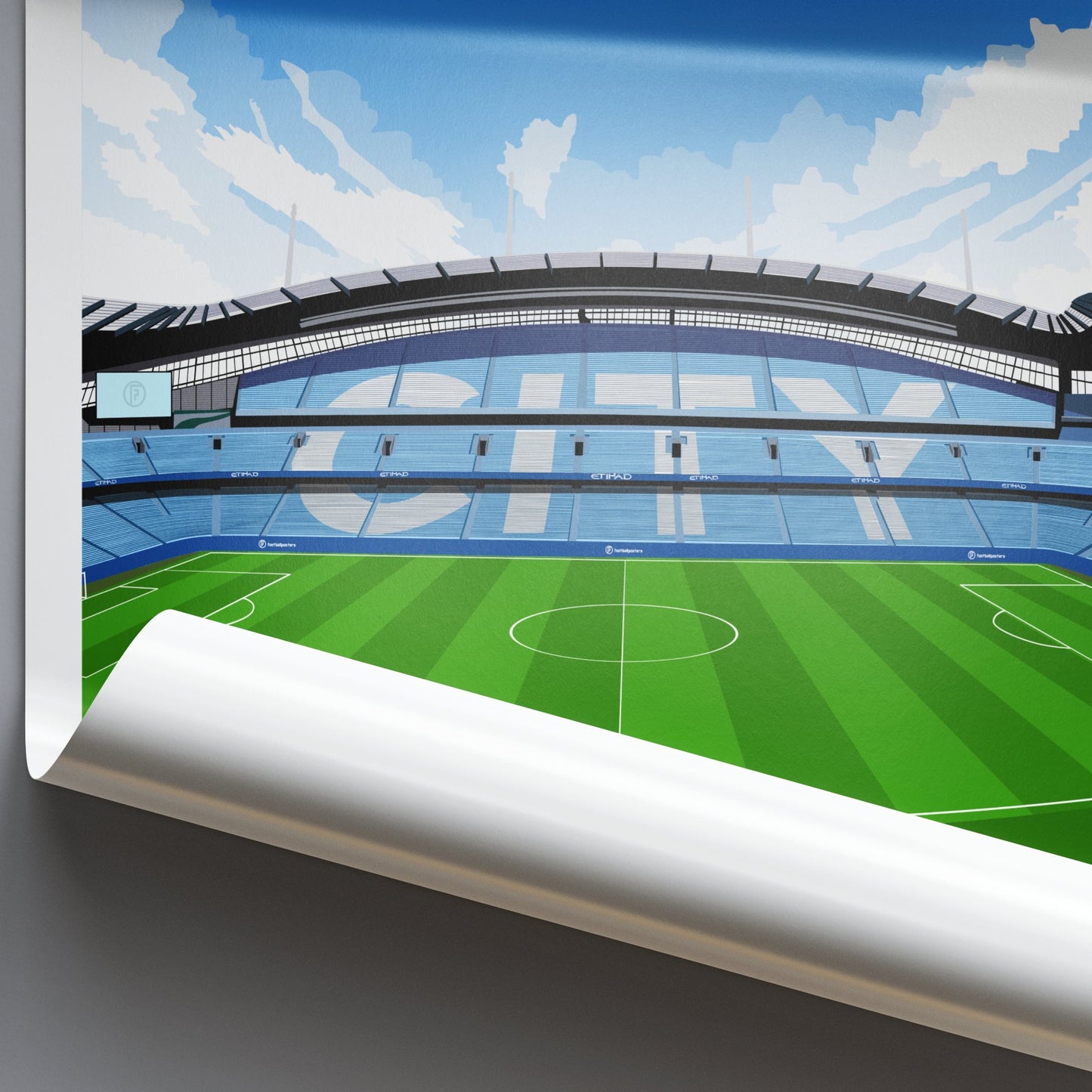 Etihad Stadium | Illustrated Art Print - Football Posters - Posters