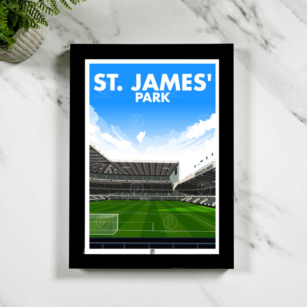 St. James' Park | Framed Hand - Illustrated Print - Football Posters - Framed Prints