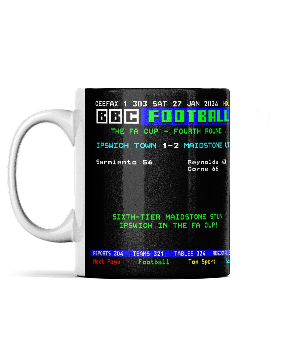 Ipswich 1-2 Maidstone UTD | Ceefax-Inspired Mug - Football Posters - Mugs