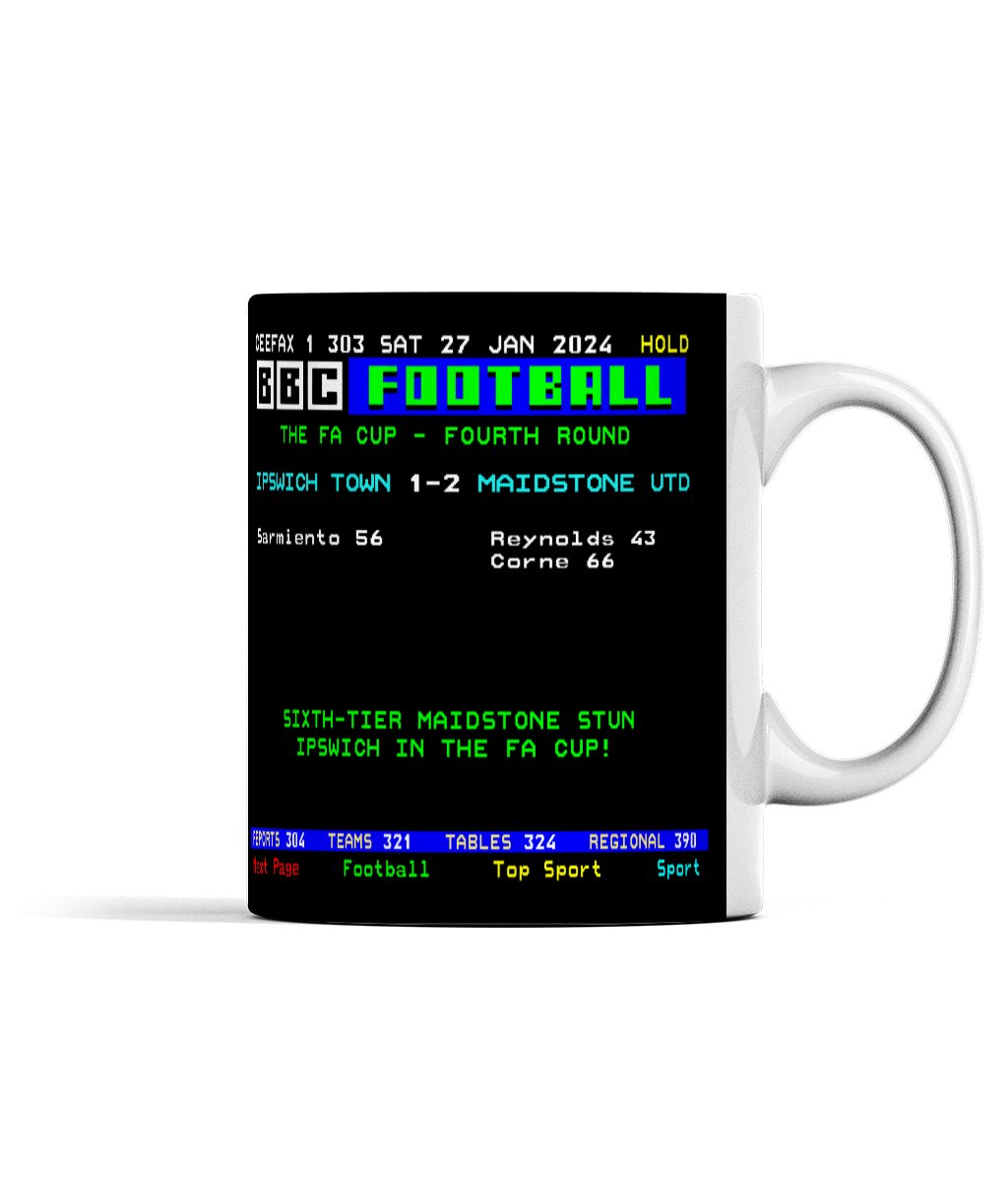 Ipswich 1-2 Maidstone UTD | Ceefax-Inspired Mug - Football Posters - Mugs