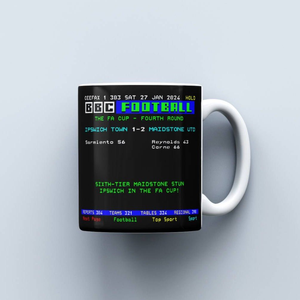 Ipswich 1-2 Maidstone UTD | Ceefax-Inspired Mug - Football Posters - Mugs