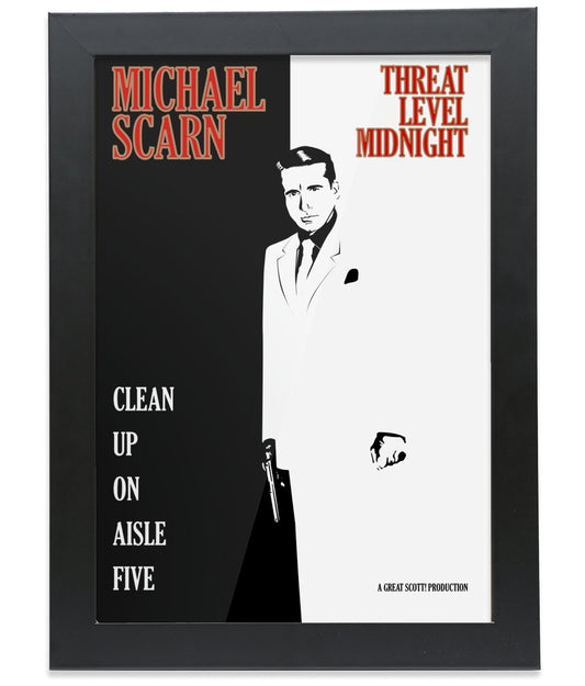 The Office (US) Inspired Michael Scarn Threat Level Midnight | Framed A4 Print - Football Posters