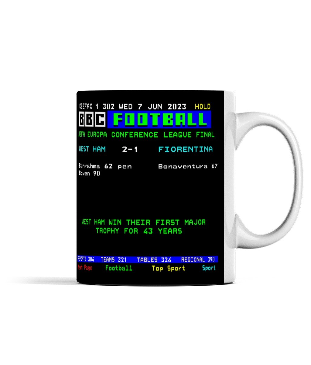 West Ham Europa Conference League Final 2023 | Ceefax-Inspired Mug - Football Posters