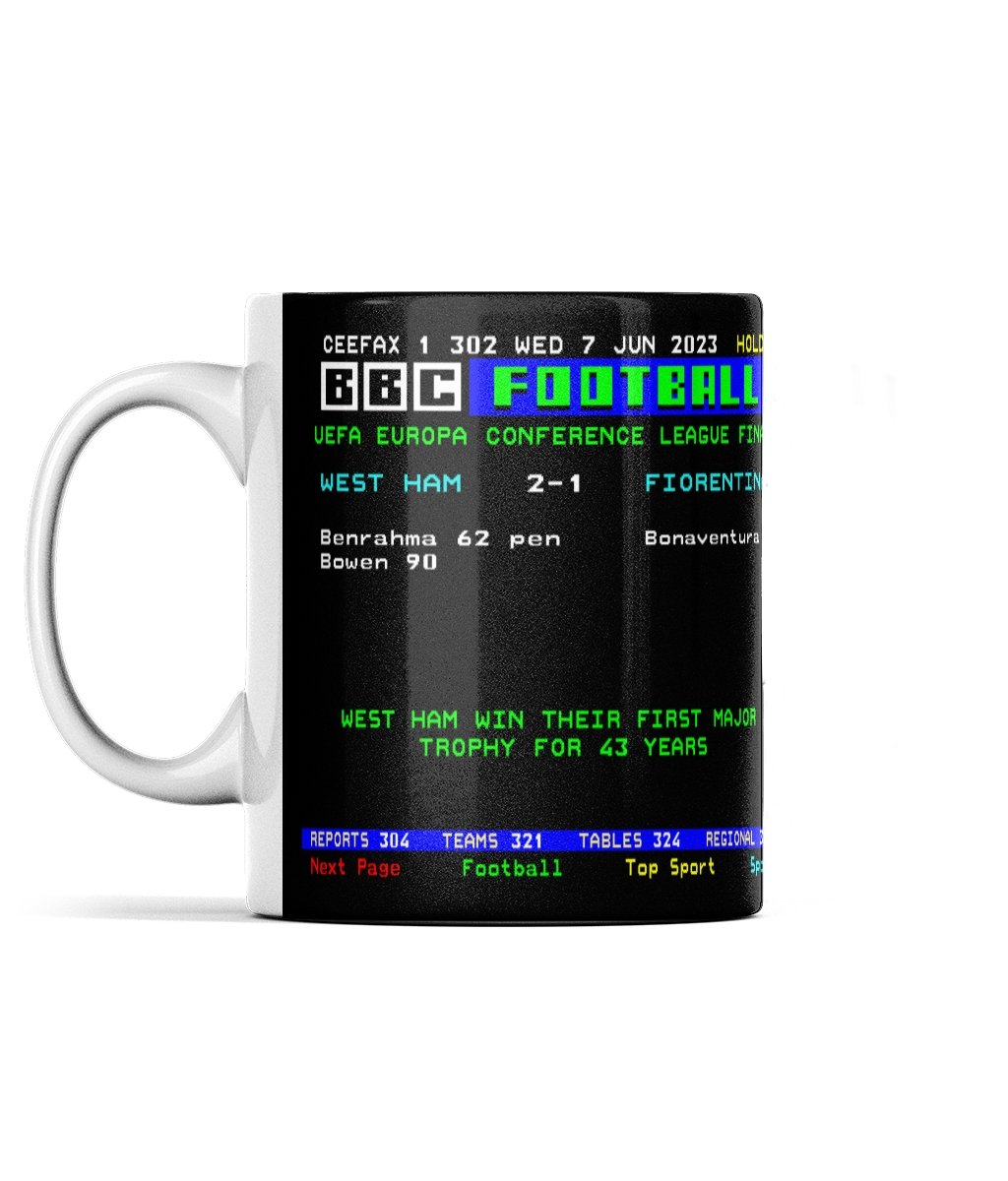 West Ham Europa Conference League Final 2023 | Ceefax-Inspired Mug - Football Posters