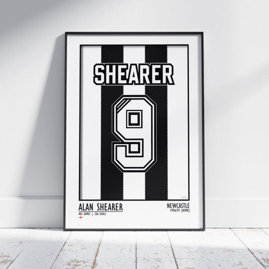 Alan Shearer - Newcastle 96/97 (Home) | Legend Print Poster (A3 & A4) - Football Posters