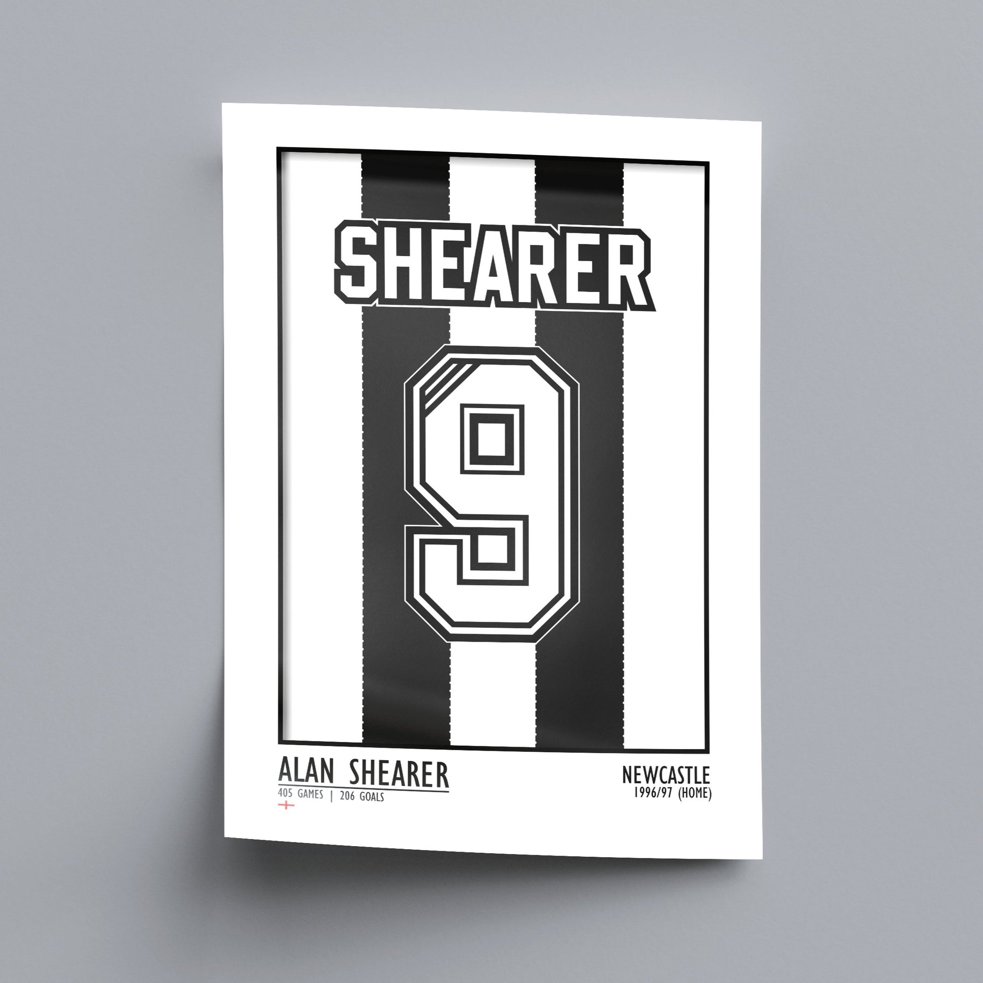 Shearer - Newcastle 96/97 (Home) | Legend Print Poster (A3 & A4) - Football Posters