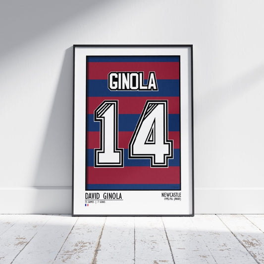 David Ginola - Newcastle 95/96 (Away) | Legend Print Poster (A3 & A4) - Football Posters