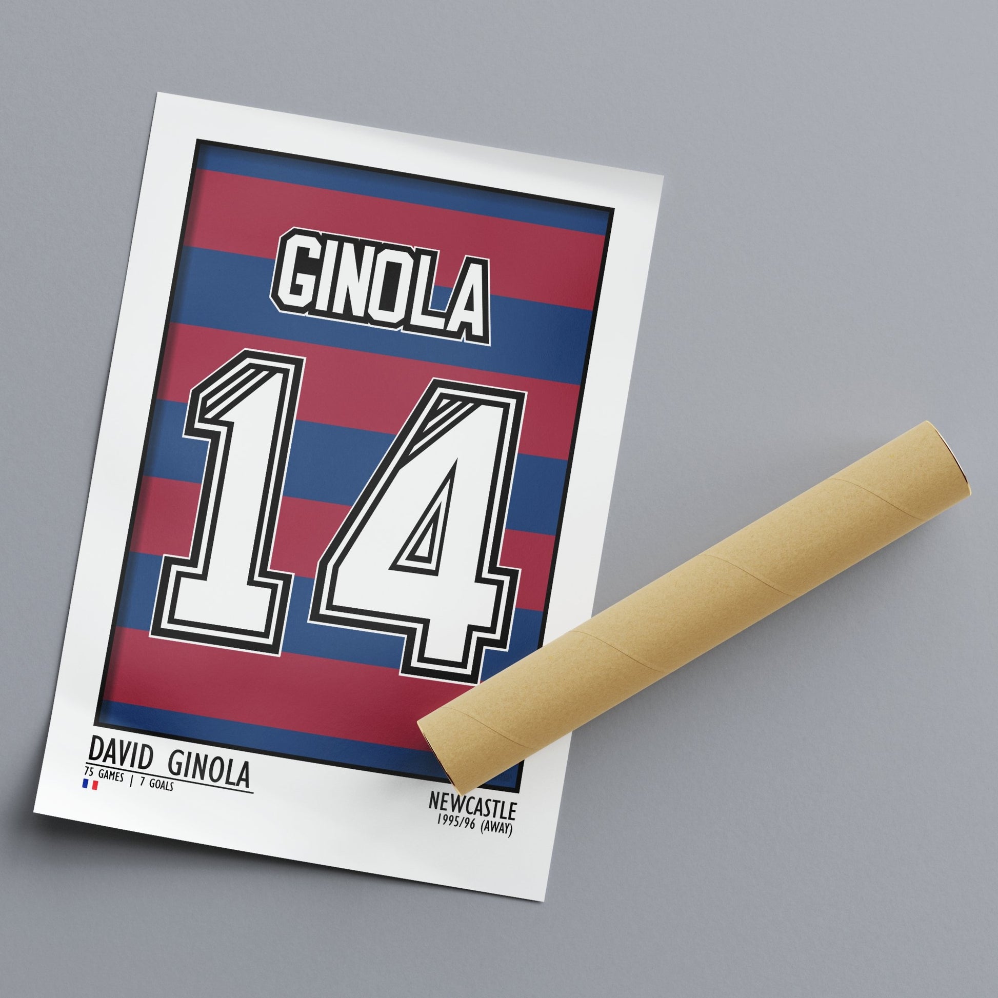 Ginola - Newcastle 95/96 (Away) | Legend Print Poster (A3 & A4) - Football Posters