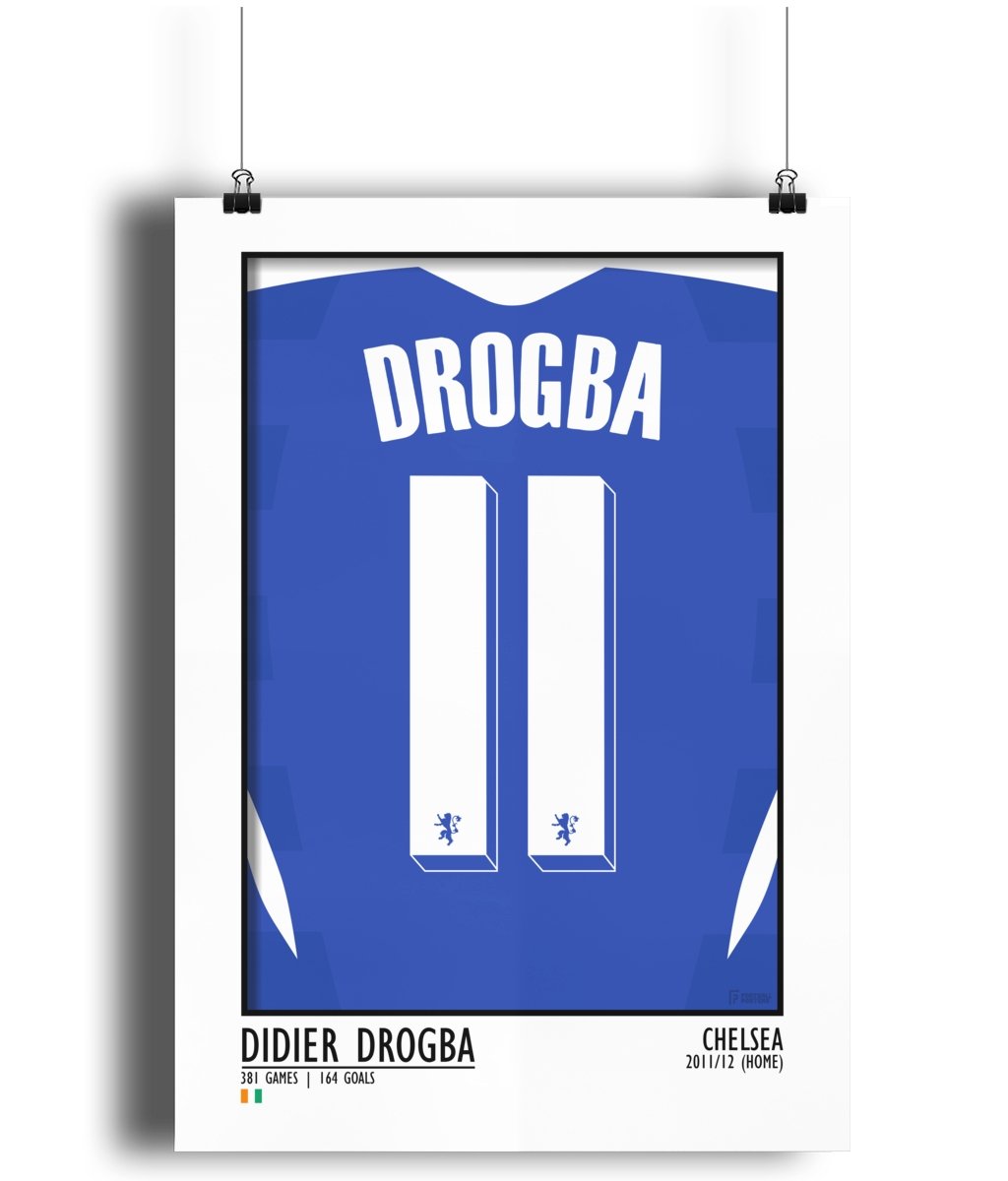 Didier Drogba - Chelsea 11/12 Home - Football Posters