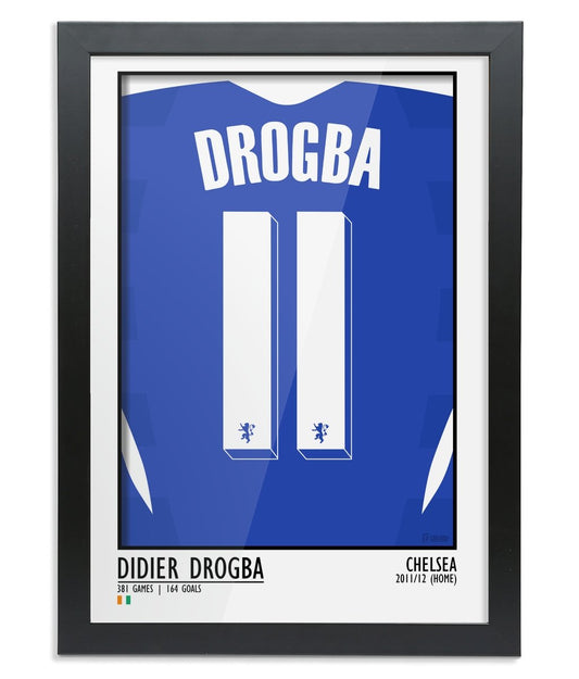 Didier Drogba - Chelsea 11/12 Home (Framed A3) - Football Posters