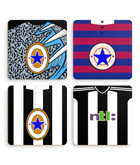 NUFC Retro Kit Coasters | Pack of 4 Coasters - Football Posters