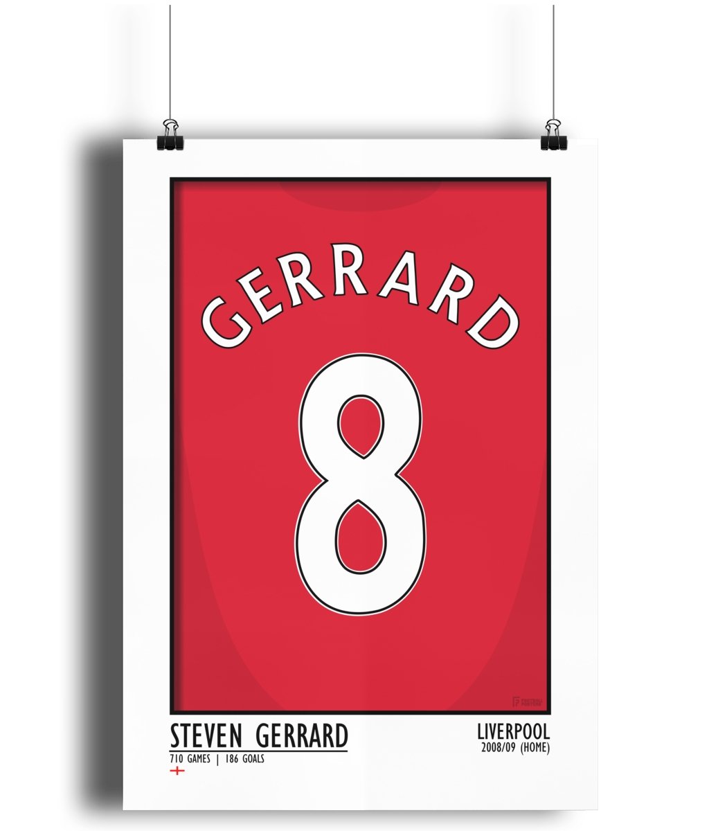 Gerrard - Liverpool 08/09 (Home) | Legend Print Poster (A3 & A4) - Football Posters